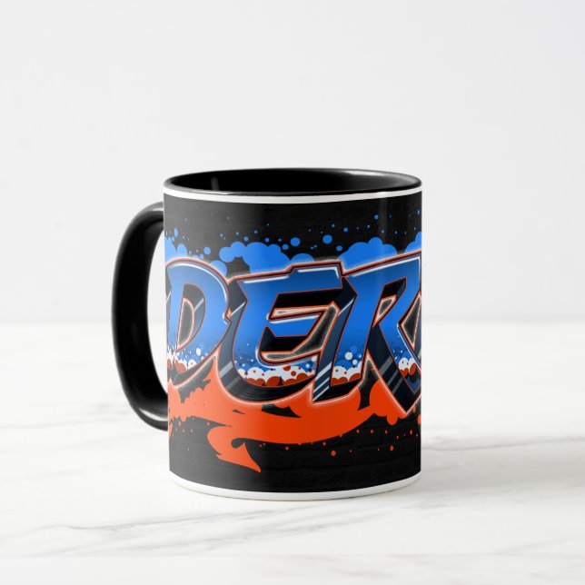 Caneca Derek Vorname Name Graffiti blue orange Tasse (Frente Esquerda)