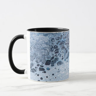 Caneca Deriva Oceânica Azul e Cinza Abstrata