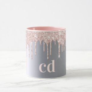 Caneca Derramamento do monograma rosa de prata