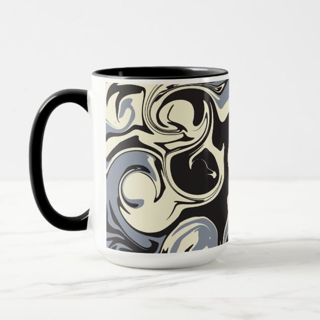 Caneca Derramamento - Preto, Cinza e Creme (Esquerda)