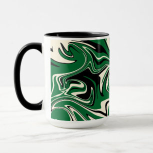 Caneca Derramamento - Verde, Creme e Preto