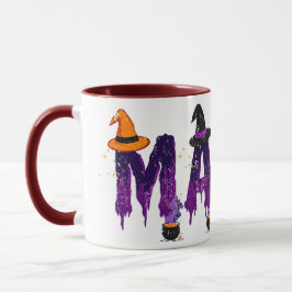 Caneca Derrame de Chapéu e Potes de Bruxas Roxo e Mama Ne