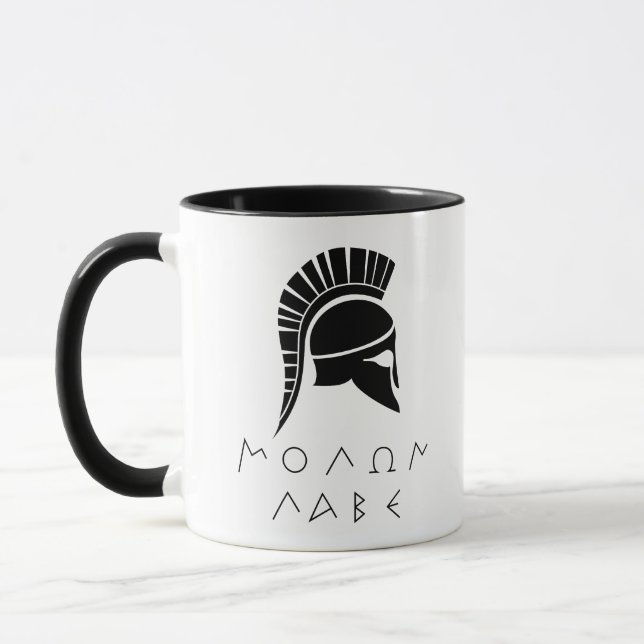 Caneca Desafio Spartan "Molon Labe" com capacete antigo (Esquerda)