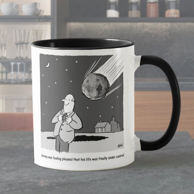 Caneca Desastre de Meteorito Engraçado Atingindo a Terra (Criador carregado)