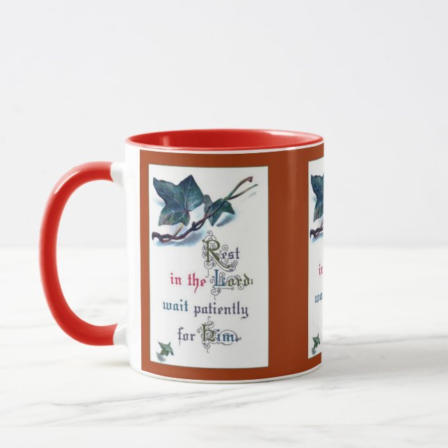 Caneca Descanse no Senhor, espere pacientemente por ele (Esquerda)