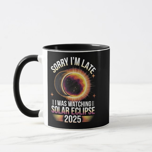 Caneca Desculpe o atraso, estava assistindo eclipse solar (Esquerda)
