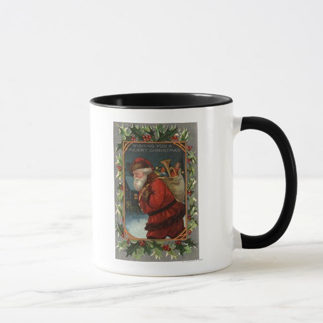 Caneca Desejando-lhe uma Feliz de NatalMarching Santa (Direita)