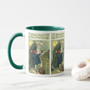 Caneca Desejando um Feliz Ano Novo, Tempo Pai Vintage