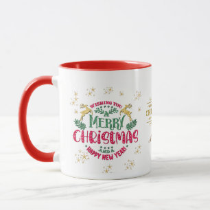 Caneca Desejando um Feliz Natal e um Feliz Ano Novo