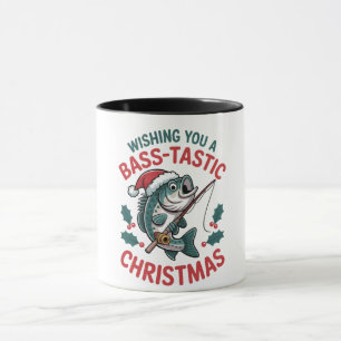 Caneca Desejando um Natal Bass-tástico Pesca Pescador