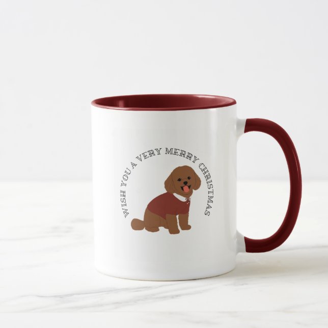 Caneca Desejo de Natal com Poodle (Direita)