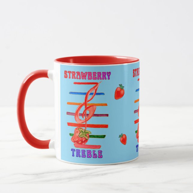 CANECA DESENHADA COM NOTA MUSICAL DE MORANGO (Esquerda)