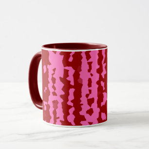 Caneca Desenho Abstrato Irregular Rosa Bege Vermelho