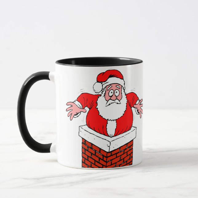 Caneca desenho animado que Papai Noel ficou preso na cham (Esquerda)