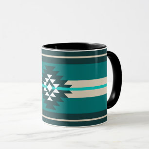Caneca desenho asteca em cor turquesa