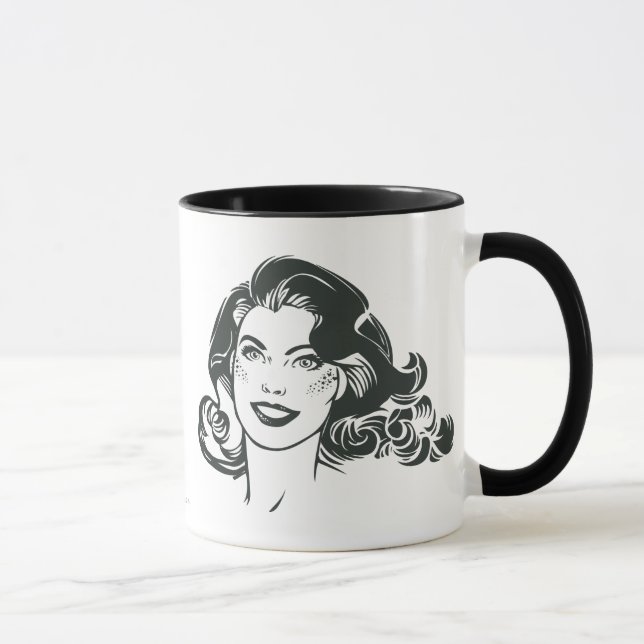 Caneca Desenho branco e preto da supermenina 2 (Direita)