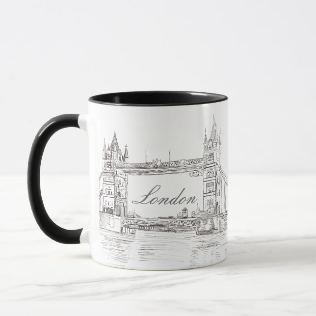 Caneca Desenho Clássico da Tinta Negra da Torre de Londre (Esquerda)
