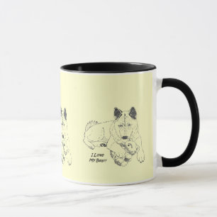 Caneca Desenho de akita e arte de retrato de cão de ursin