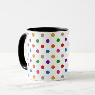 Caneca Desenho de Arco-íris Colorido Branco com Pontos Po