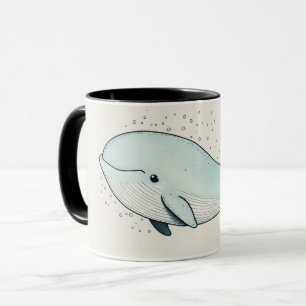 Caneca Desenho de Baleia de Desenho Animado Fofo