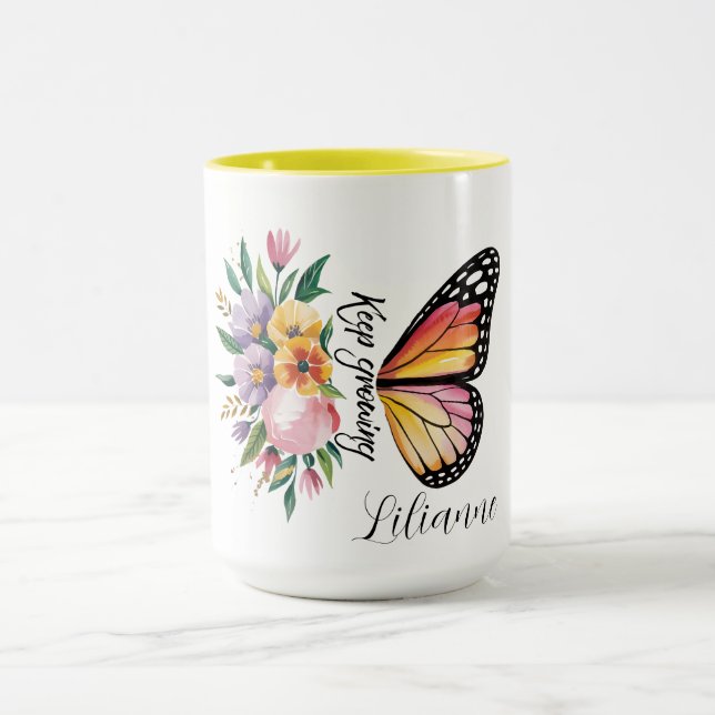 Caneca Desenho de Borboleta Floral  (Centro)