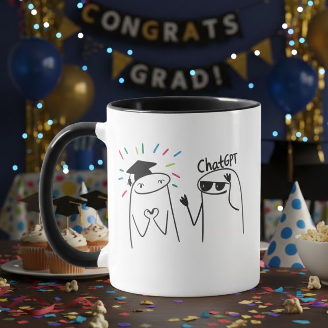 Caneca Desenho de celebração de doodle de pós-graduação d (Criador carregado)