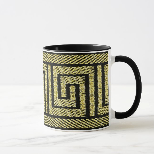 Caneca Desenho de Chave Grega em Dourados e Preto (Direita)