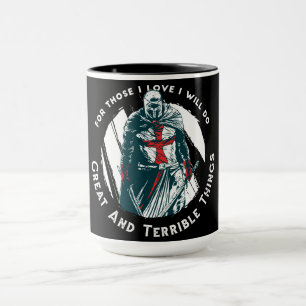 Caneca Desenho de Citação de Cavaleiro Corajoso