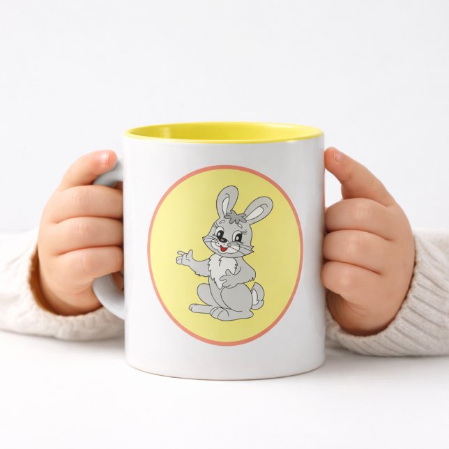 Caneca Desenho de Coelho Fofo para Crianças (Cute bunny cartoon for toddlers kids animal )