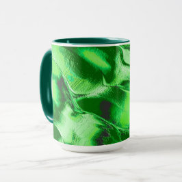 Caneca Desenho de dunas verdes metálicas grossas