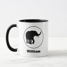 Caneca Desenho de Elefante Preto em Círculo Branco Person