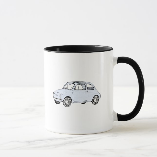 Caneca Desenho de Estilo de Lápis Topolino Azul Fiat 500 (Direita)