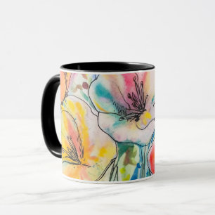 Caneca Desenho de flor pastel