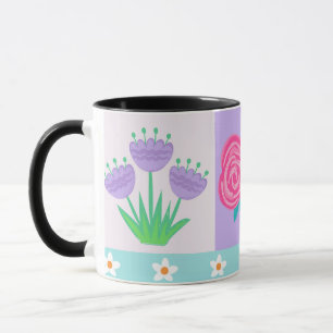 Caneca Desenho de Flores Vibrantes em Flor