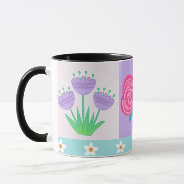 Caneca Desenho de Flores Vibrantes em Flor (Esquerda)