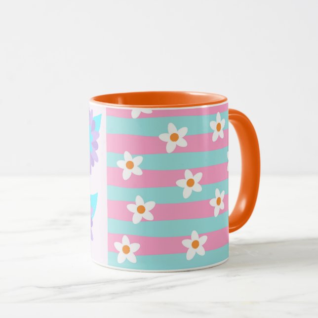 Caneca Desenho de Flores Vibrantes em Flor (Frente Esquerda)