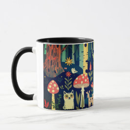 Caneca desenho de floresta psicodélica