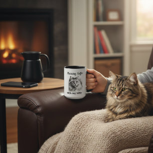 Caneca Desenho de Gatinho Fofo Adicionar Foto Personaliza