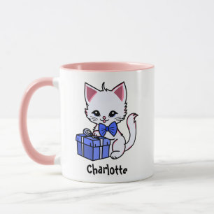 Caneca Desenho de gatinho fofo com presente