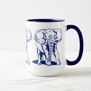Caneca Desenho de Linha Azul-Elefante de Marinho Cinto
