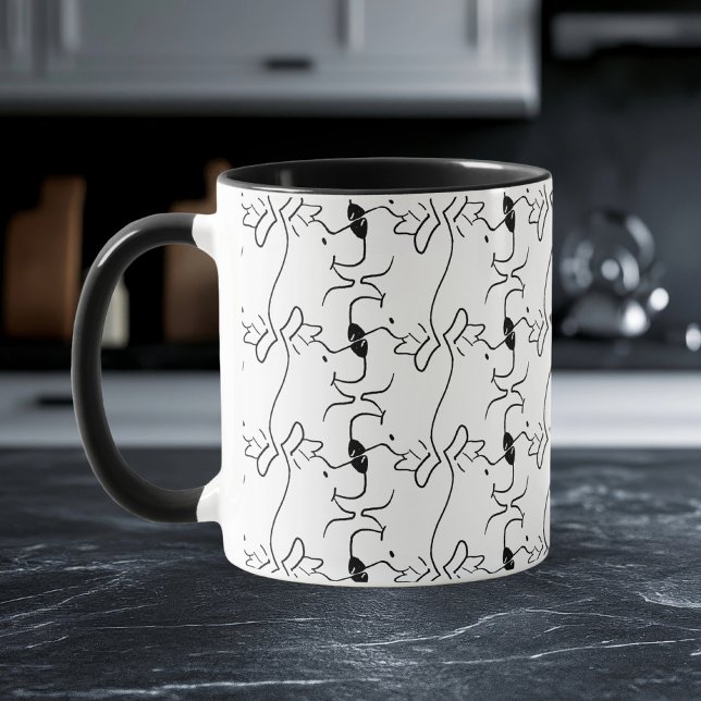 Caneca Desenho de Linha de Cabeça de Cachorro Moderno em  (Criador carregado)