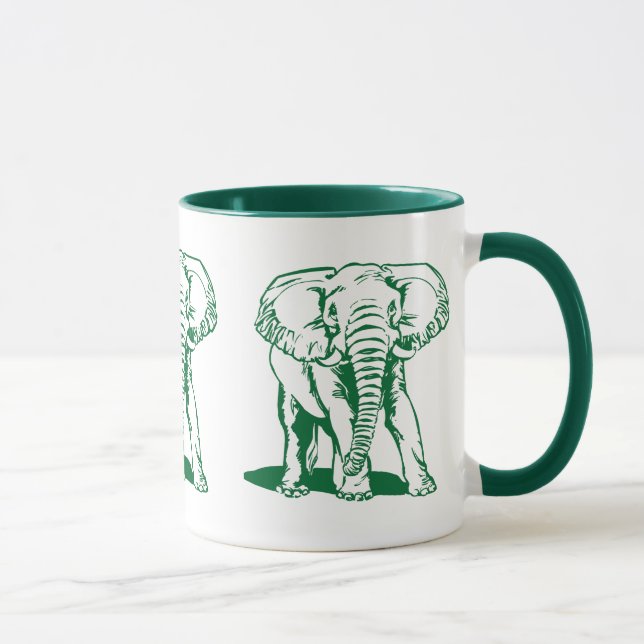 Caneca Desenho de Linha de Elefante Verde Caçador de Cort (Direita)