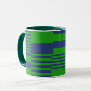 Caneca Desenho de Listras Xadrez Azul Verde
