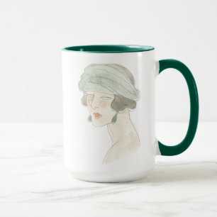 Caneca Desenho de Moda Flapper - Retrato