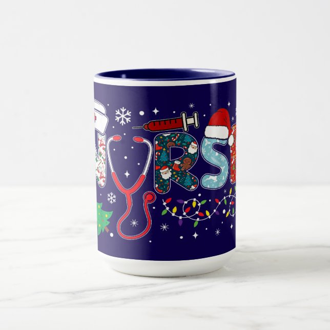 Caneca Desenho de Natal para ENFERMEIRA (Centro)