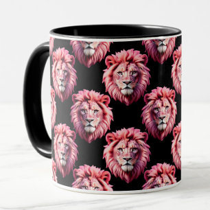Caneca Desenho de padrão de animal com cabeça de leão ros