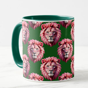 Caneca Desenho de padrão de animal com cabeça de leão ros