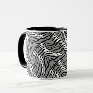 Caneca Desenho de padrão de pele de tigre cinza cinza