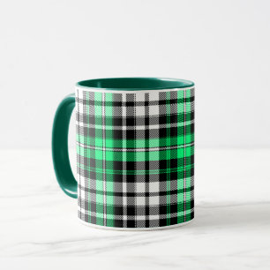 Caneca Desenho de padrão xadrez escocês em xadrez verde p