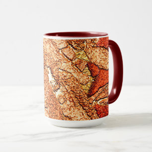 Caneca Desenho de pedra vulcânica pintada a laranja verm